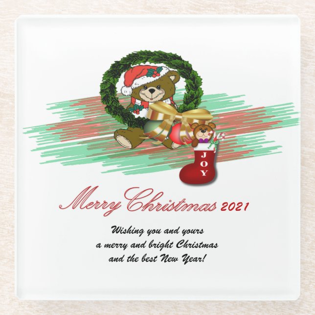 Santa Joy Sock Weihnachts-Untersetzer Glasuntersetzer (Vorderseite)