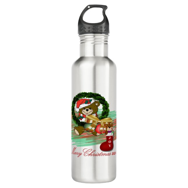 Santa Joy Sock Weihnachtswasserflasche Edelstahlflasche (Vorderseite)