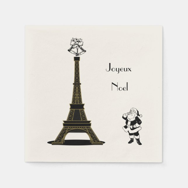 Santa Joyeux Weihnachten Paris Weihnachten Serviette (Vorderseite)