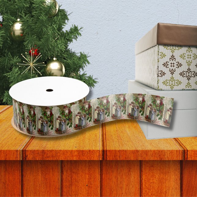 Santa Joyful Christmas Grosgrain Ribbon Ripsband (Santa Joyful Christmas Grosgrain Ribbon)