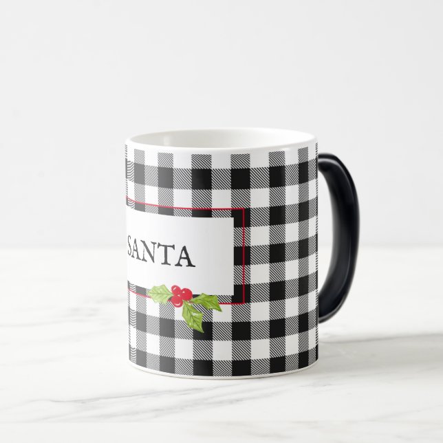 SANTA Kariert Weihnachten Klassischer Weihnachtsfe Verwandlungstasse (VorderseiteRechts)