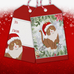 Santa-Katze- und Elf-Mäuse-Weihnachtsgeschenkanhän Geschenkanhänger