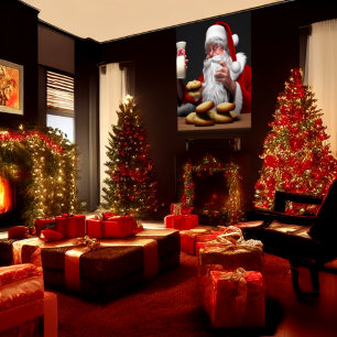 Santa, Kekse und Milch AI Art Poster