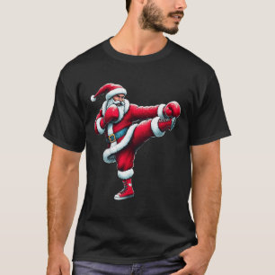 Santa Kickboxen Boxen Treten Cool Sport Weihnachte T-Shirt