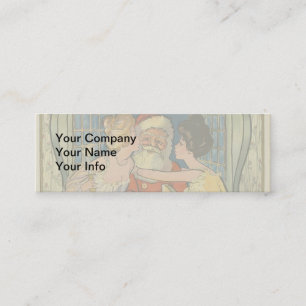 Santa Kissing Vintage Weihnachtskarte Mini Visitenkarte
