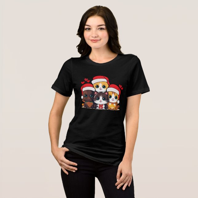 Santa Kittens Tri-Blend Shirt (Vorderseite voll)