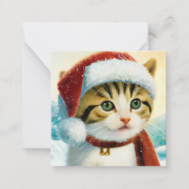 Santa Kitty Budget Mini Weihnachten Mitteilungskarte (Vorderseite)