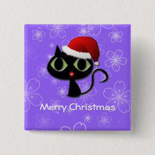 Santa kitty button