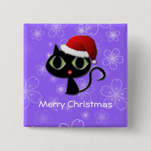 Santa kitty button (Vorderseite)