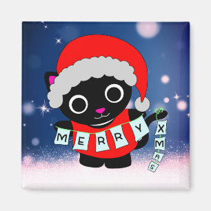 Santa Kitty Cat Saison Gruß glücklich festlich Magnet