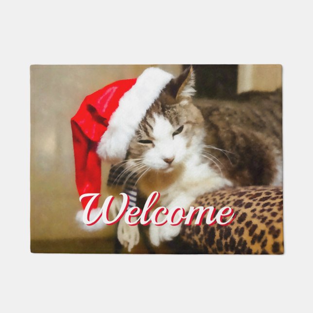 Santa Kitty Painterly Welcome Doormat Fußmatte (Vorderseite)