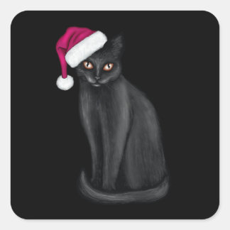 Santa Kitty Square Sticker