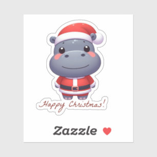 Santa-Klausel Hippo, lustiges Hippo Aufkleber