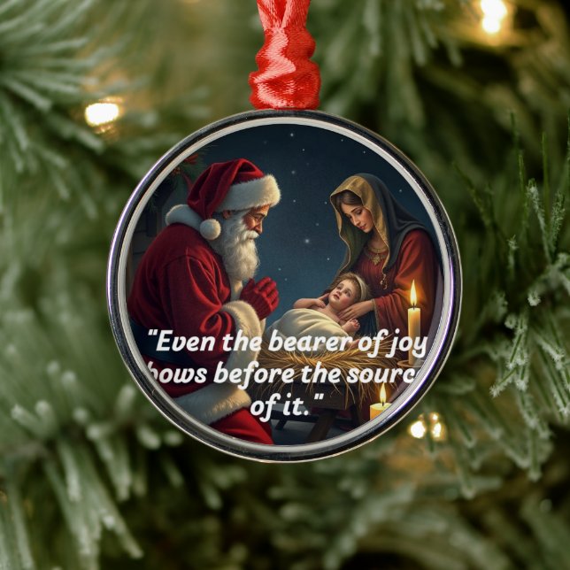 Santa Kneeling auf der Wut Ornament Aus Metall (Baum)
