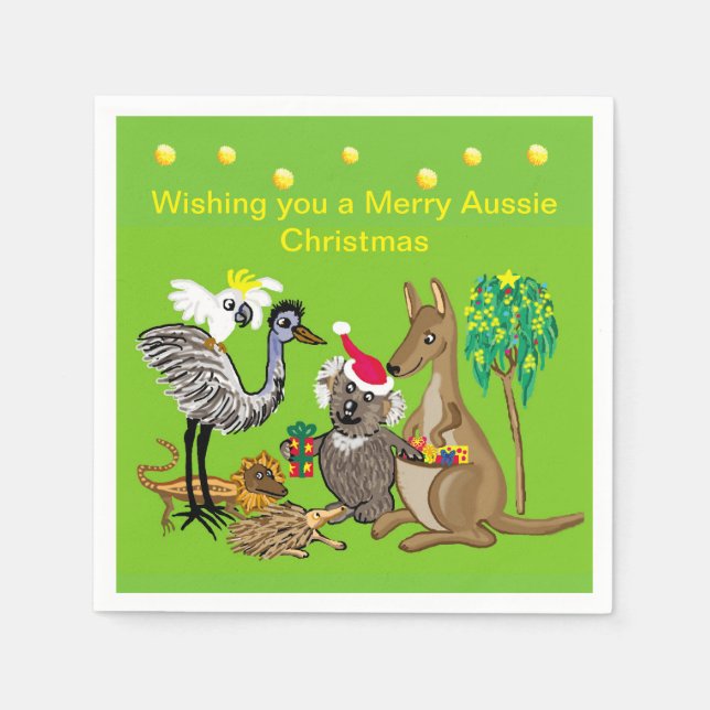 Santa koala gibt Aussie Weihnachtsgeschenke Serviette (Vorderseite)