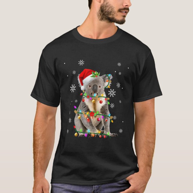Santa Koala Weihnachtsbaum Light Pajama X Mas Matc T-Shirt (Vorderseite)