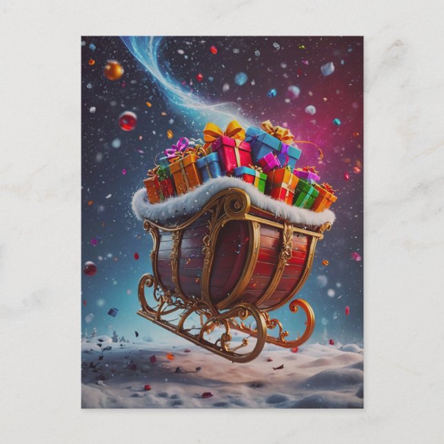 Santa kommt. feiertagspostkarte (Vorderseite)