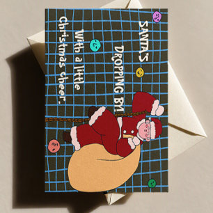 Santa kommt mit einem kleinen Weihnachtsgeschenk v Postkarte