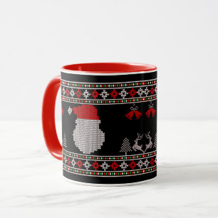 Santa Kopf Feiertags-Strick-Weihnachts-Hässlicher  Tasse