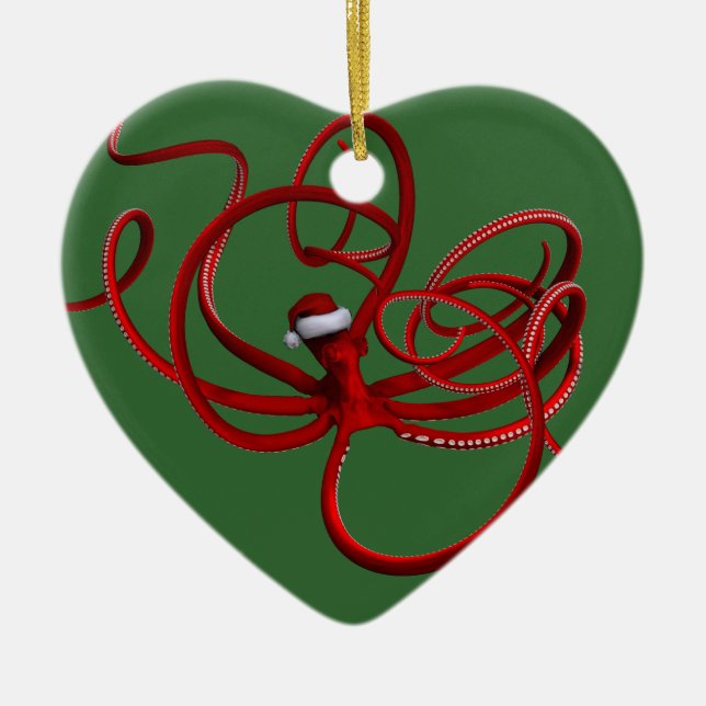 Santa Kraken Keramikornament (Vorne)