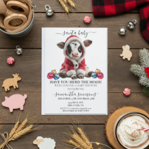 Santa Kuh Kalb Weihnachten Urlaub Baby Shower  Einladung