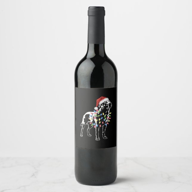 Santa Labrador Retriever Christmas Light Hund Love Weinetikett (Vorderseite)