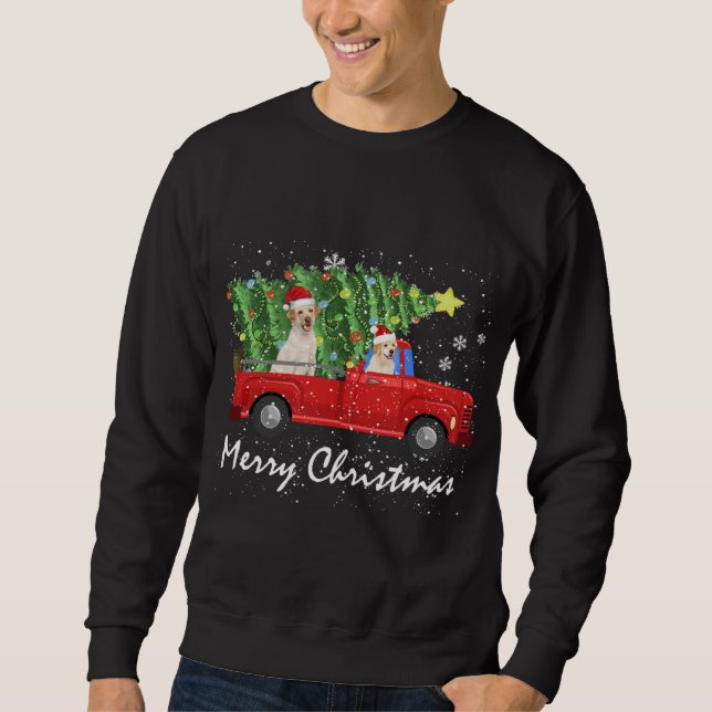 Santa Labrador Retriever Riding Red Truck Merry Ch Sweatshirt (Vorderseite)