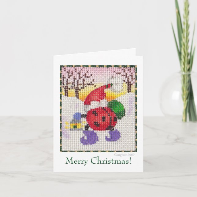 Santa Ladybug-Karte Feiertagskarte (Vorderseite)