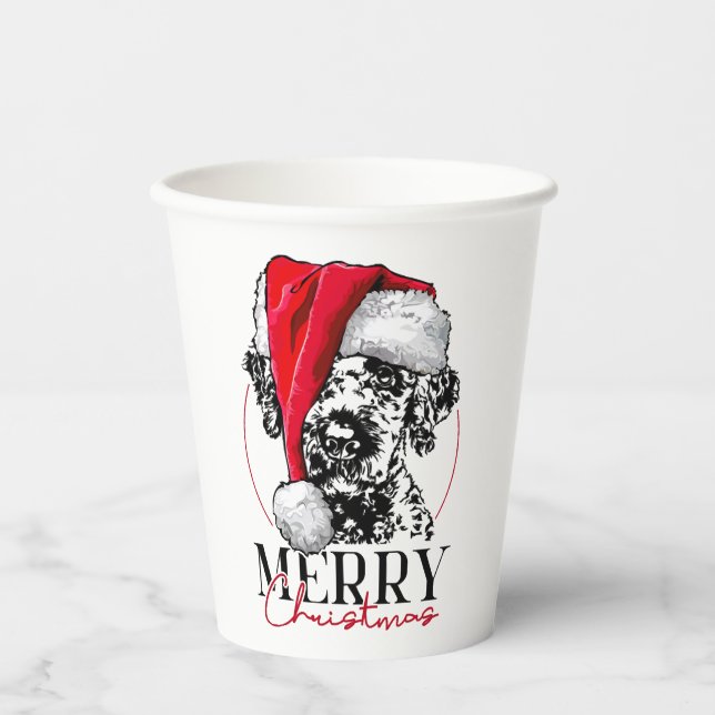 Santa Lagotto Romagnolo Frohe Weihnachtsmama Pappbecher (Vorderseite)