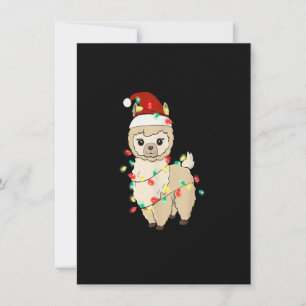 Santa Lama Shirt Funny Christmas Tree Lights Llam Einladung