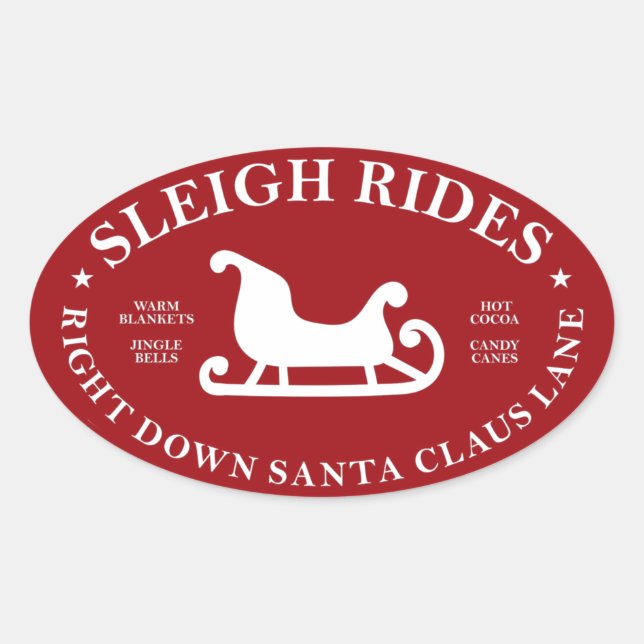 Santa Lane Sleigh Rides Ovaler Aufkleber (Vorderseite)