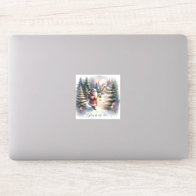 Santa Lantern Walk Winter Hütte Szene Aufkleber (Computer)