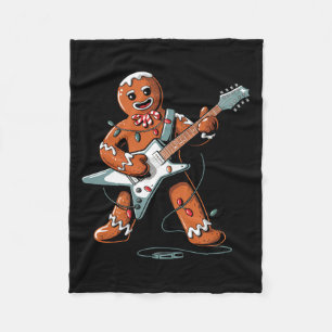 Santa Lebkuchen spielt Gitarre Lustiges Weihnachte Fleecedecke