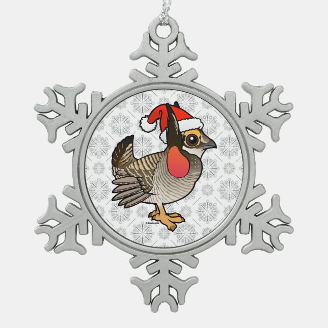 Santa Lesser Prairie-Chicken Schneeflocken Zinn-Ornament (Vorderseite)