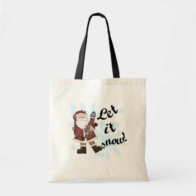 Santa Let it Schnee T - Shirt und Geschenke Tragetasche (Vorne)