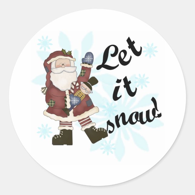 Santa Let it Schnee Weihnachten Winter Runder Aufkleber (Vorderseite)