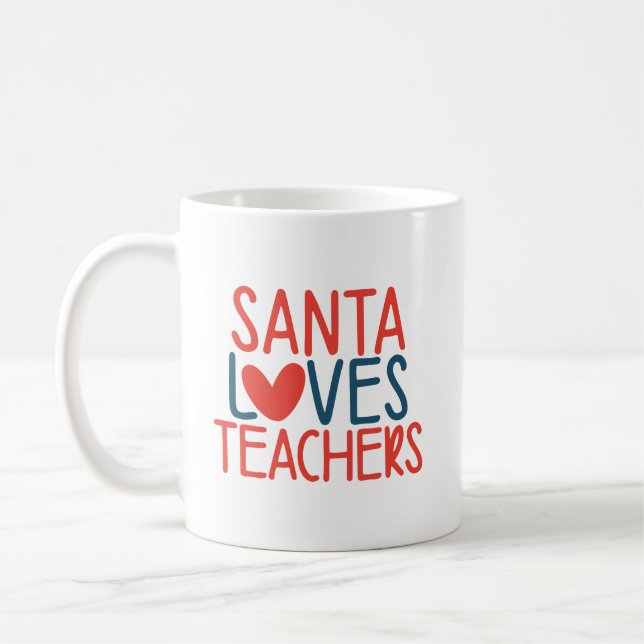 Santa Liebe Lehrer | Funny Christmas Teacher Kaffeetasse (Links)