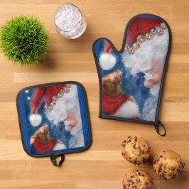 Santa Liebe Tiere Ofenhandschuh & Topflappen-Set