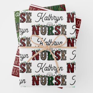 Santa Lieben Krankenpfleger Personalisiert Geschenkpapier Set