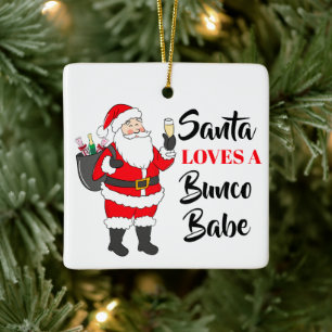 Santa liebt ein Bunco Mädchen Keramikornament