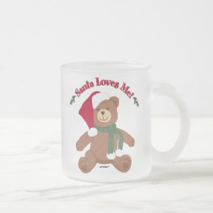 Santa liebt mich! Weihnachts-Teddybär Mattglastasse