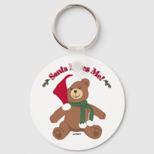 Santa liebt mich! Weihnachts-Teddybär Schlüsselanhänger