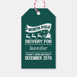 SANTA Liefername für GREEN & White North Pole Geschenkanhänger