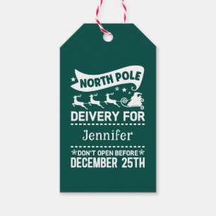 SANTA Liefername für GREEN & White North Pole Geschenkanhänger