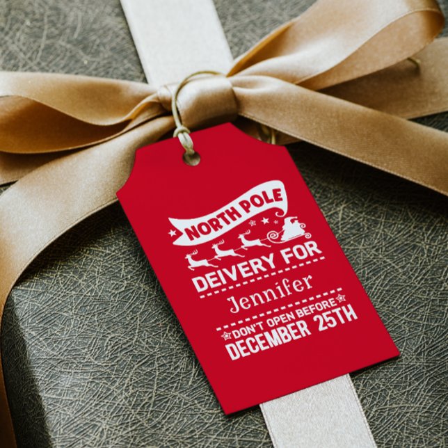 SANTA Liefername Roter und Weißer Nordpol Lieferna Geschenkanhänger (Von Creator hochgeladen)