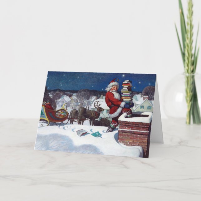 Santa liefert Bücher von N.C. Wyeth, Karte (Vorderseite)