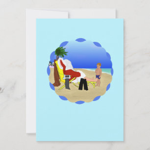 Santa liegt am Strand Feiertagskarte
