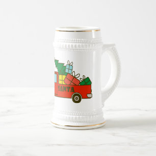 Santa LKW Seitenansicht Frohe Weihnachten Bierglas