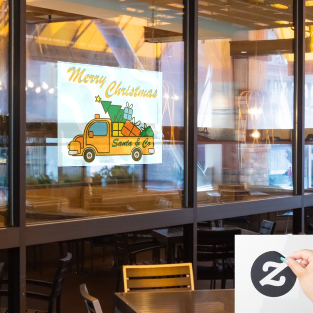 Santa LKW Seitenansicht Frohe Weihnachten Fensteraufkleber (Restaurantfenster)