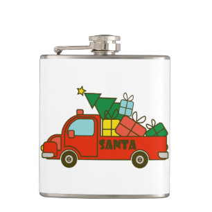 Santa LKW Seitenansicht Frohe Weihnachten Flachmann